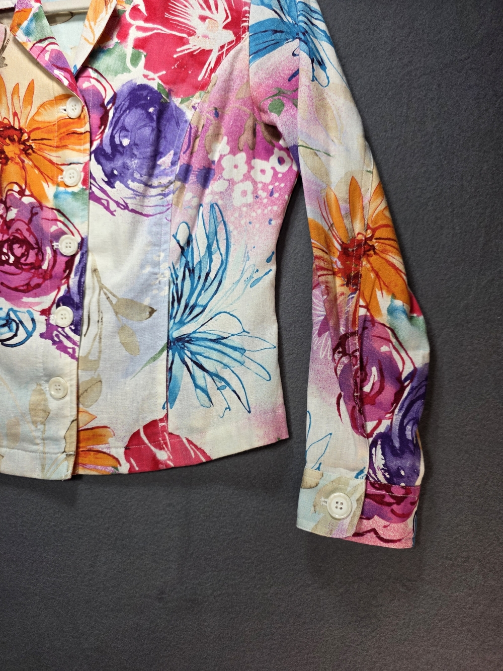 Colorful Floral Button-Front Jacket - Multicolor - Picture 2 of 13